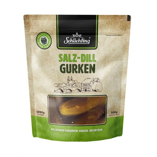 Огурцы хрустящие с зеленью в пакете 1090г