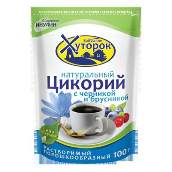"Babushkin Khutorok" cikória csipkebogyóval és áfonyával 100 g "Babushkin Khutorok" cikória csipkebogyóval és áfonyával 100 g