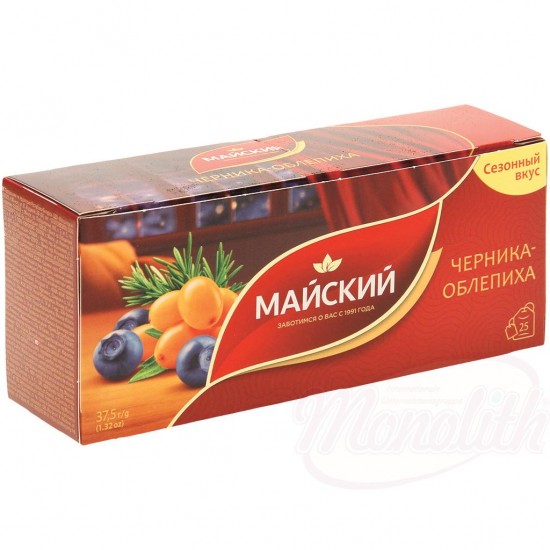 Черный чай Майский с ароматом черники и облепихи 25х1.5г